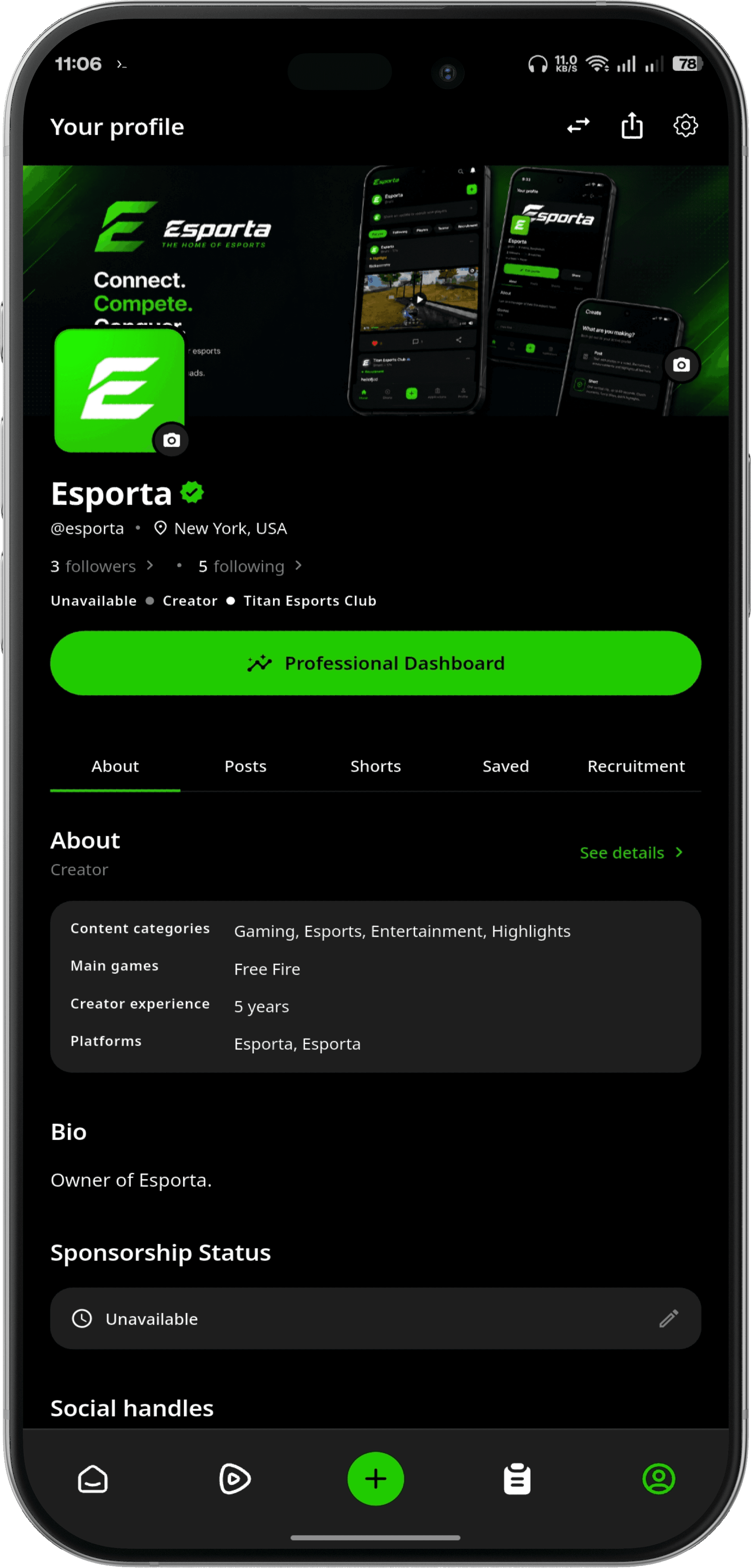 Esporta personal profile